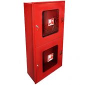 Шкаф пожарный металлический встроенный для размещения пожарного ШПК-320 ВОК крана и огнетушителей, красного цвета размером 1280х540х230мм ГОСТ Р 51844-2009