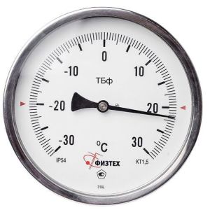 Термометр биметаллический ТБф-221 0...400C° ОШ*10 (кт.1,5 / d.100 / G1/2 / IP54) L64