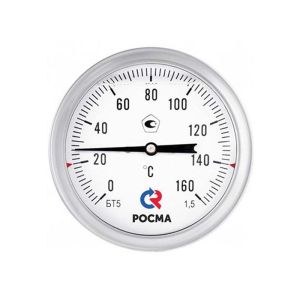 Термометр Росма биметаллический коррозионностойкий БТ-51.220Т (−30…+50°С)G1/2.1,5 осевой L=100 под ГЗ